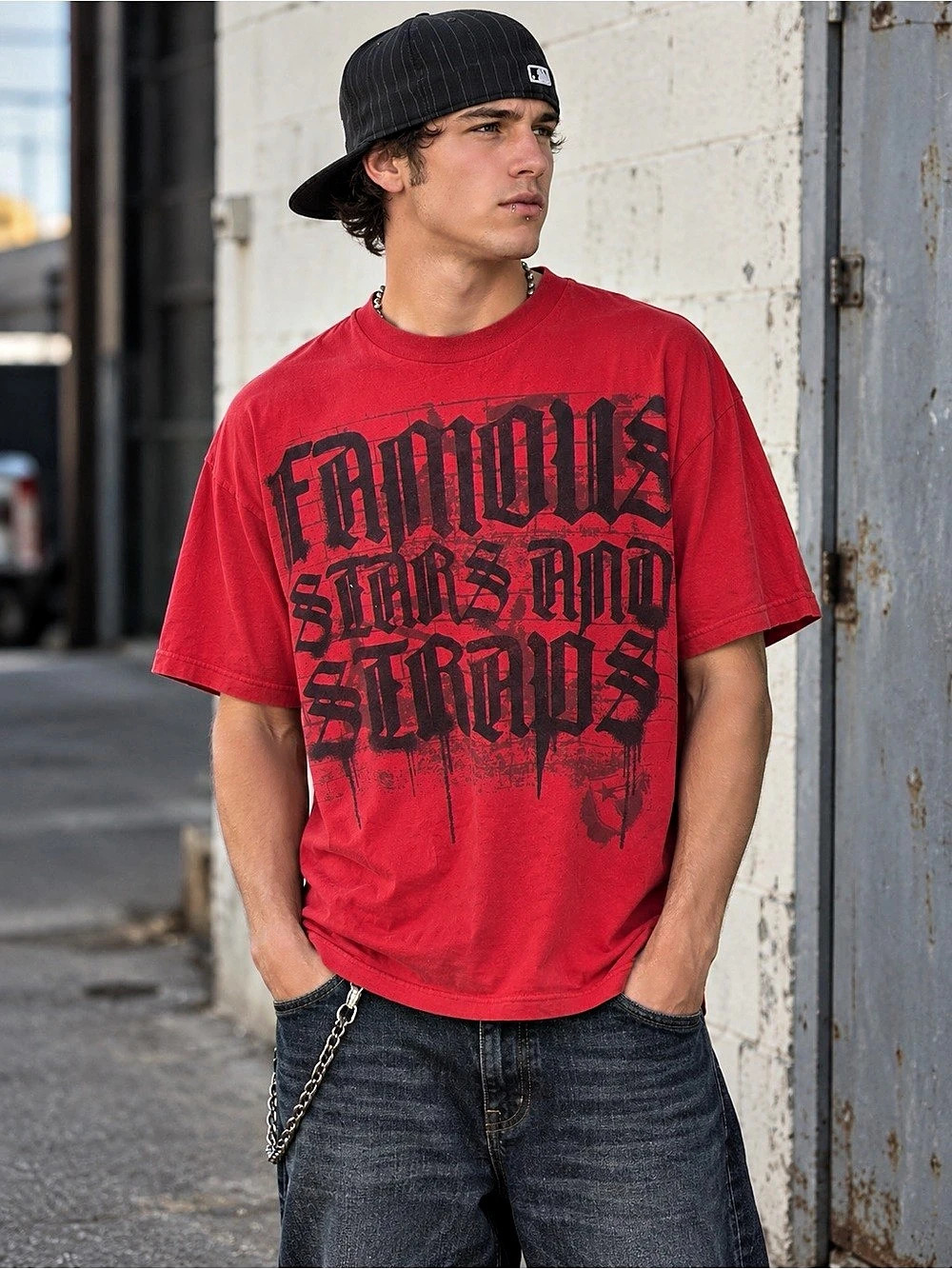 ✨VINTAGE✨| Famous Stars and Straps | FSAS | Graphic Short Sleeve Tee | Red | Y2K